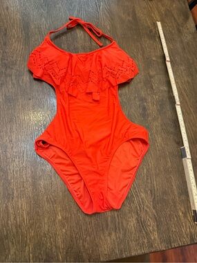 Mossimo Supply Co. Women's orange Ruffled One-Piece Swimsuit